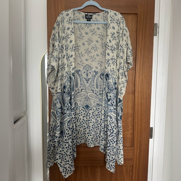 💎Angie Metallic Floral Kimono Women’s Large Glacier Blue🌙 - Picture 6 of 8